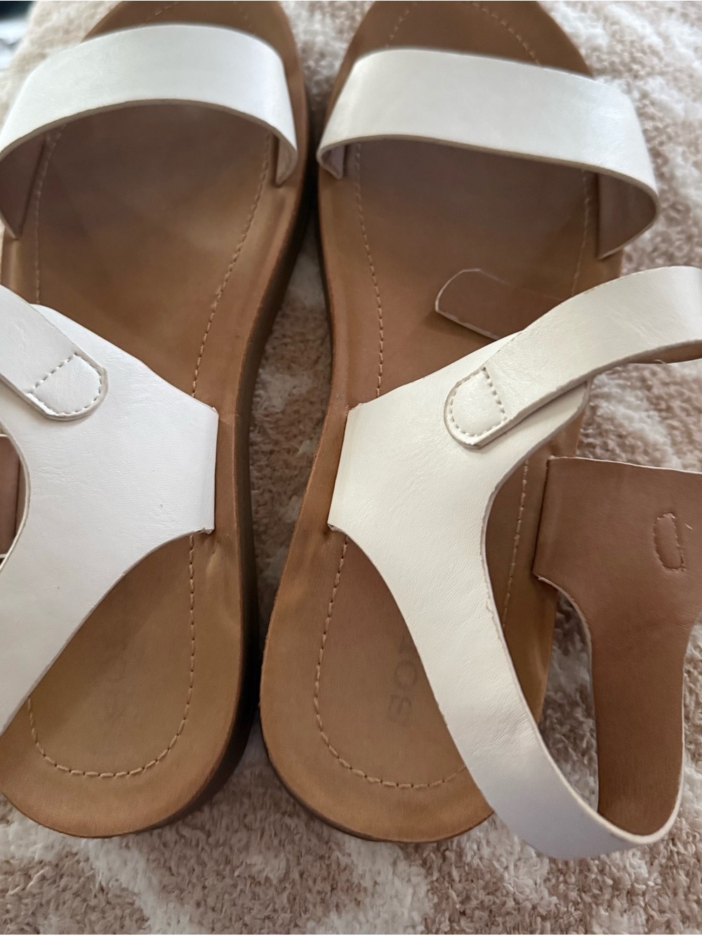 Women’s White Slide Sandals with Adjustable Strap